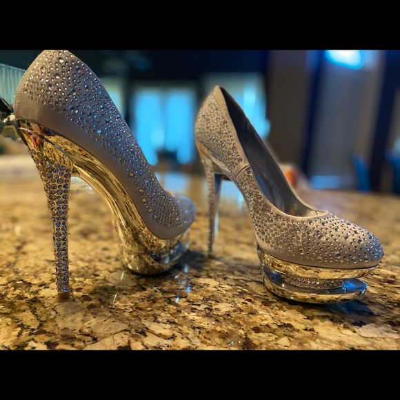 Crystal silver classy shoes size 38.5 - Picture 3 of 4